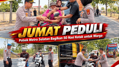 Polsek Metro Selatan Tebar Kebaikan Lewat Jumat Peduli, 50 Nasi Kotak Dibagikan